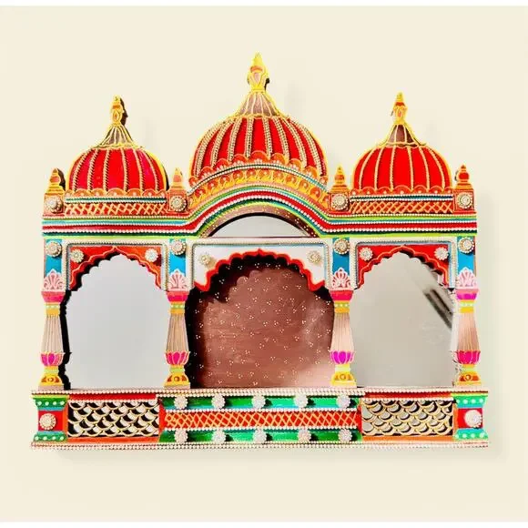 Handcrafted Royal Arch Mirror – Vibrant Indian Craft Décor - Picture 13 of 13